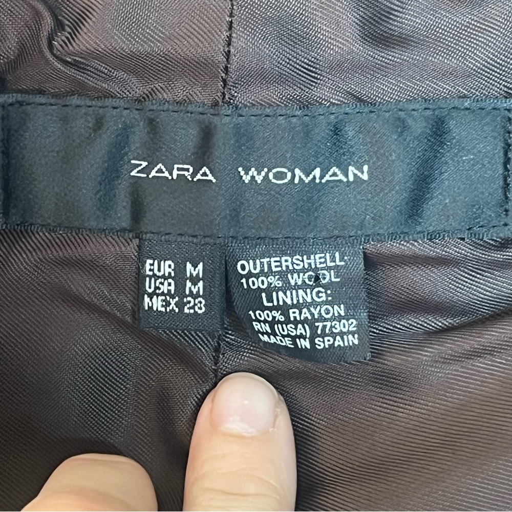 Zara Wool Cape Jacket |Textured Brown Black Teal Gold Statement Coat M - Picture 3 of 10